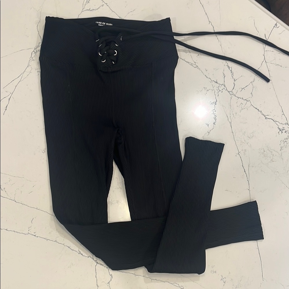 Year of Ours Ribbed Lace-Up Football Leggings